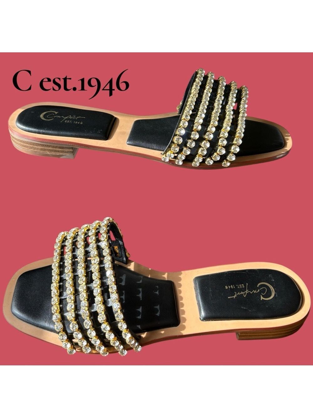 C est. 1946 rhinestone sandals. Size 9 Five comfortable rows of bling! New w/tag